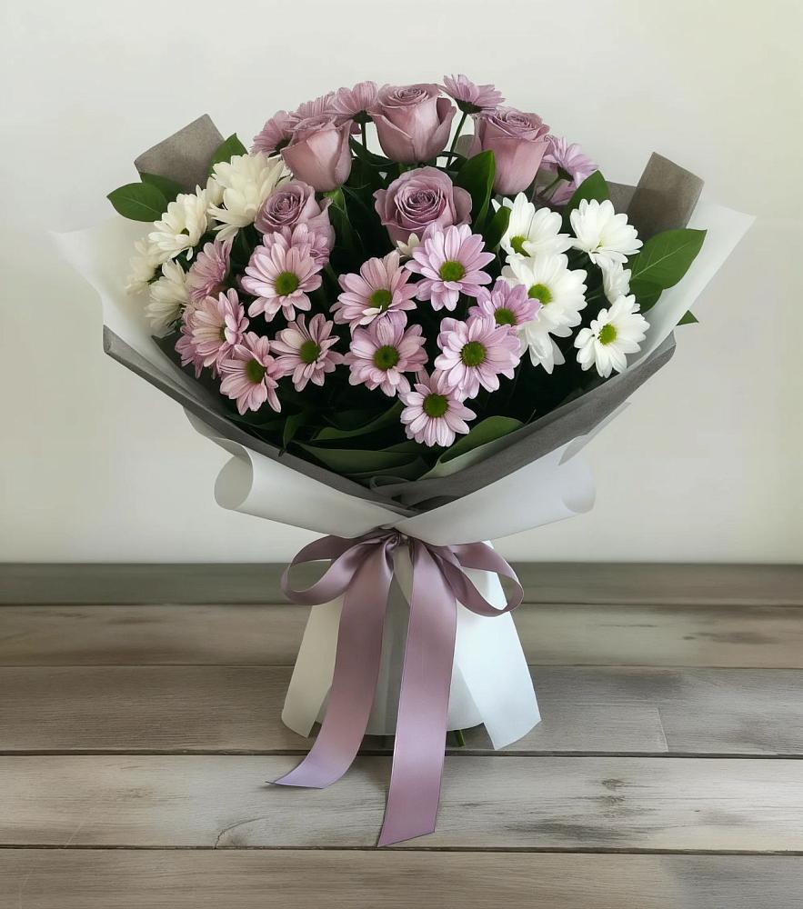 Букет цветов из: Хризантемы и Розы в Осе Иркутской области