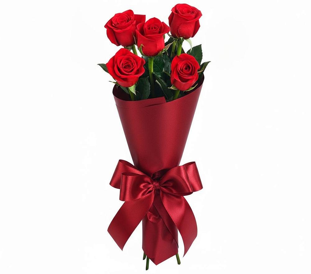Букет 5 Красных роз Эдлесс Лав в Осе Иркутской области