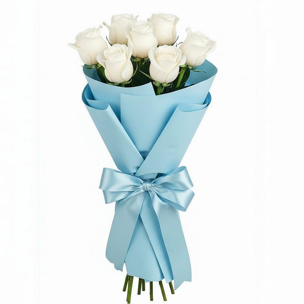 Букет 7 белых роз Проуд в Осе Иркутской области