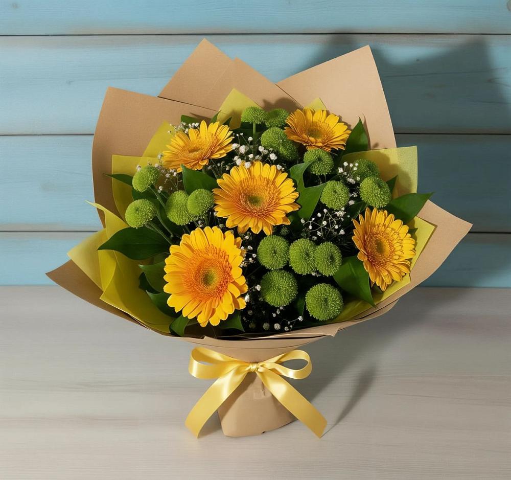 Букет цветов из: Герберы и Хризантемы в Осе Иркутской области