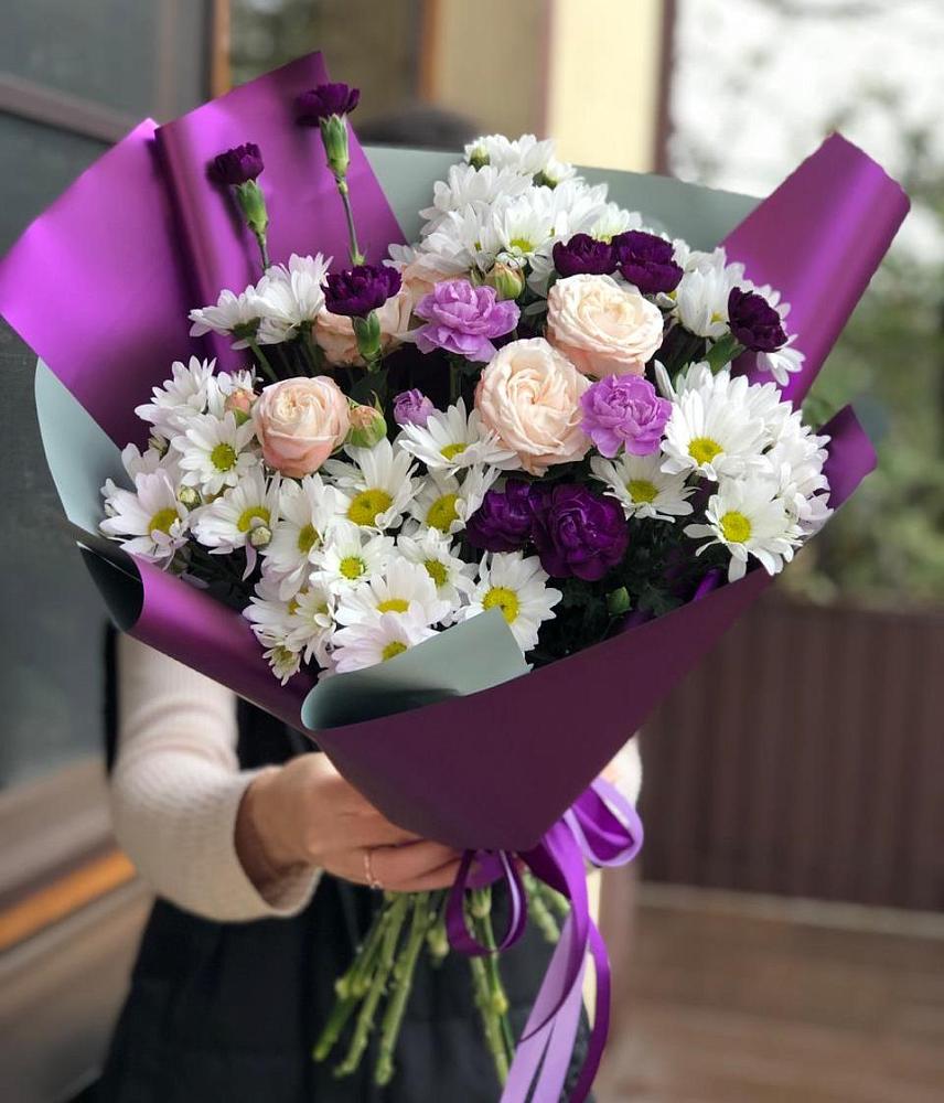 Букет цветов из: Хризантемы, Гвоздики и Розы в Осе Иркутской области