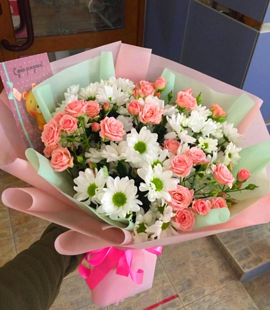 Букет цветов из: Розы и Хризантемы в Осе Иркутской области