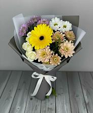 Букет цветов из:  Розы, Герберы и Хризантемы в Осе Иркутской области