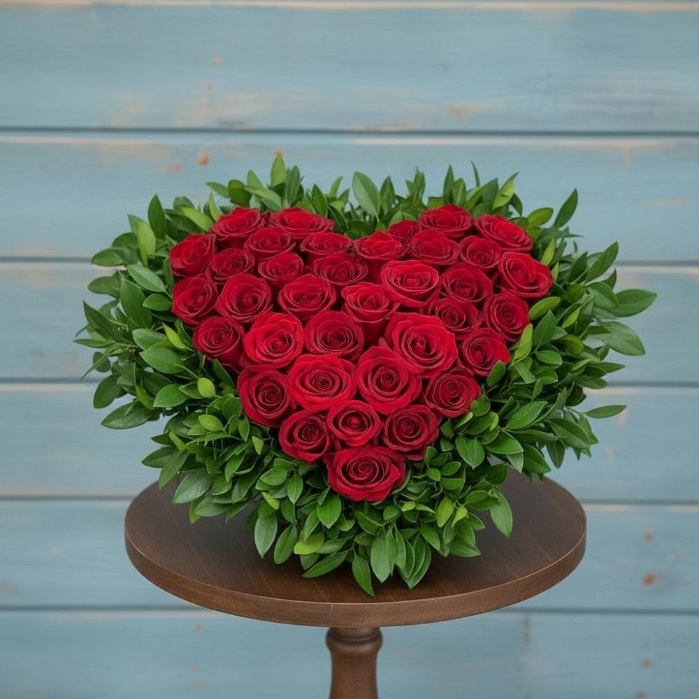 Цветочная композиция из Розы в виде сердца в Осе Иркутской области