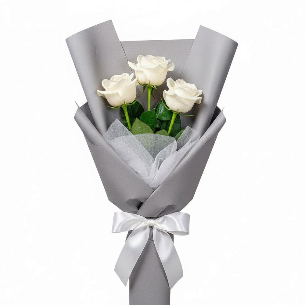 Букет 3 белые розы в Осе Иркутской области