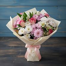 Букет цветов из:  Хризантемы, Альстромерии и Розы в Осе Иркутской области