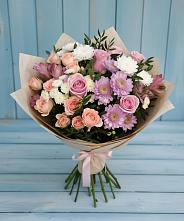 Букет цветов из:  Хризантемы, Розы и Альстромерии #REPLACE_PRED# Осе Иркутской области