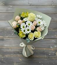 Букет цветов из:  Альстромерии, Розы и Хризантемы в Осе Иркутской области