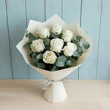 Букет Белые розы в Эвкалипте #REPLACE_PRED# Осе Иркутской области